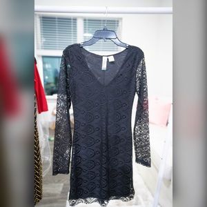 Lace Long Sleeve Mini Dress